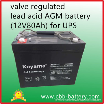 Valve Regulated Lead Acid AGM Battery (12V80Ah) for UPS, Telecom, Electrical Utilities